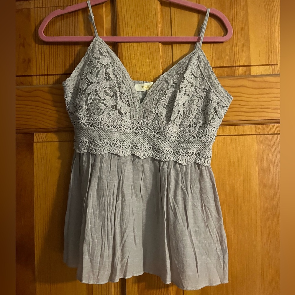 Grey tank top with lace top